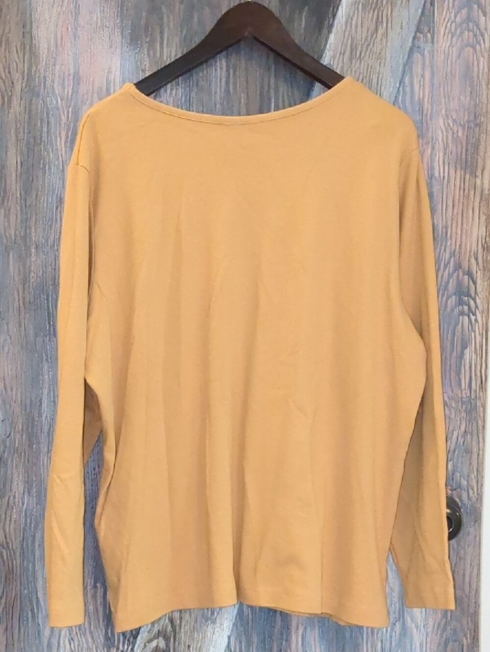 Bedford Fair Women's Long-Sleeve Boatneck Top Mustard Yellow Plus Size 3XL - Picture 4 of 5